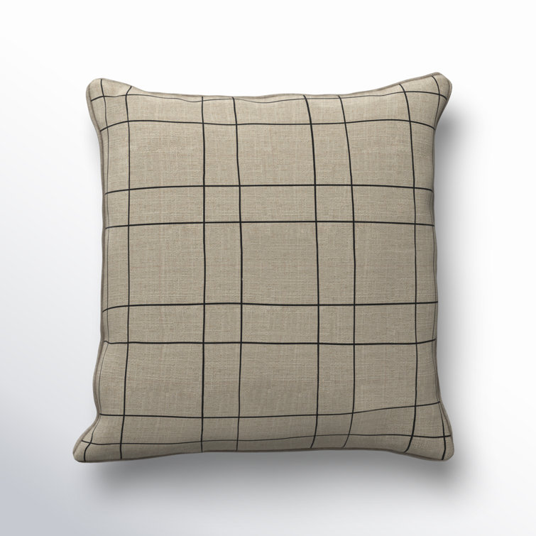 Natural Black Belgian Linen 26" Square Throw Pillow