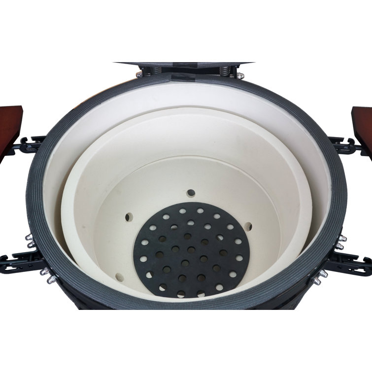 Kalamera 18'' Red Ceramic Kamado Charcoal Grill with Folding Shelves