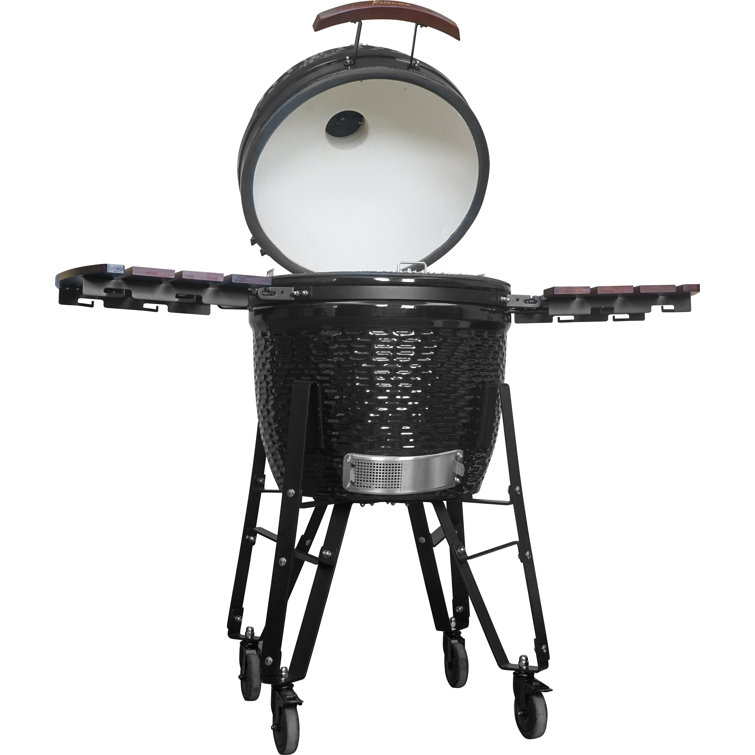 Kalamera 18'' Red Ceramic Kamado Charcoal Grill with Folding Shelves