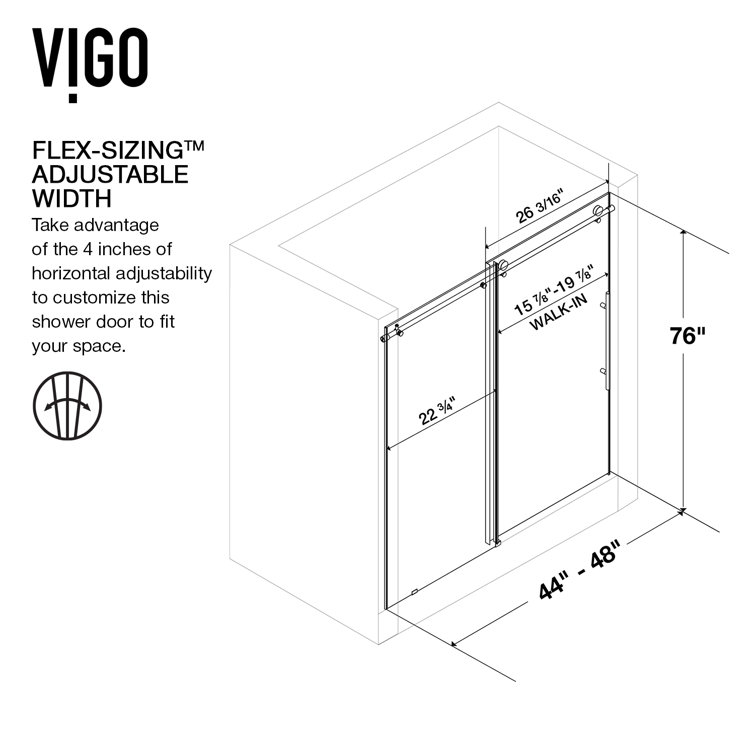 Elan E-Class 44-48" Frameless Sliding Shower Door with Clear Glass