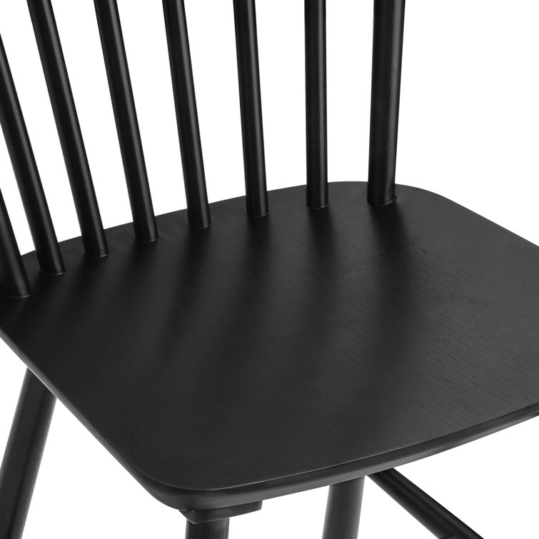 Black Solid Wood Windsor Slat Back Side Chairs, Set of 4