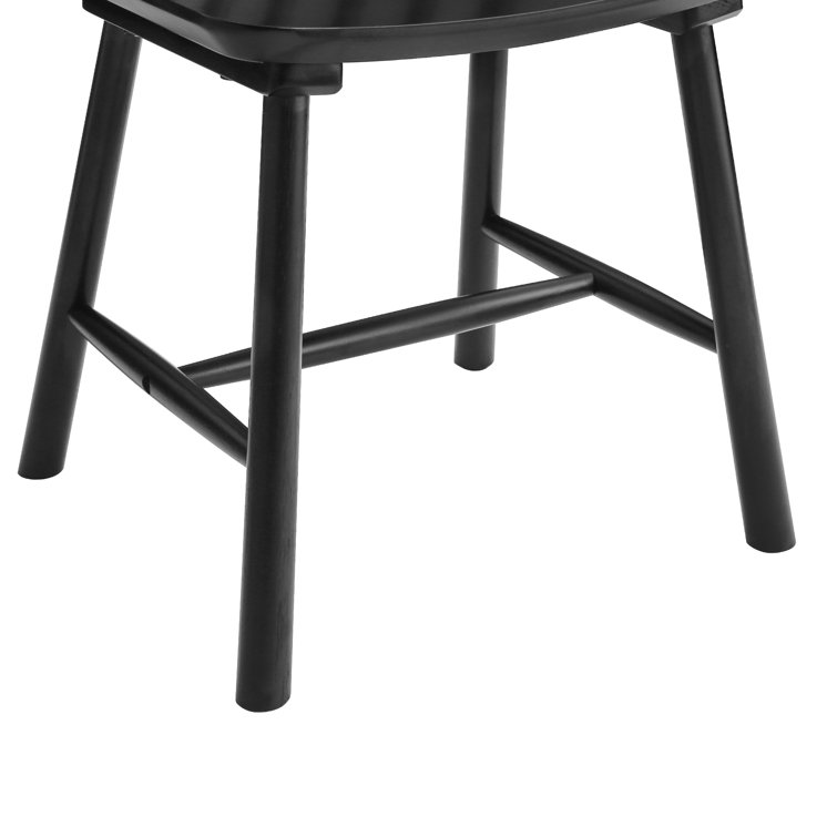 Black Solid Wood Windsor Slat Back Side Chairs, Set of 4