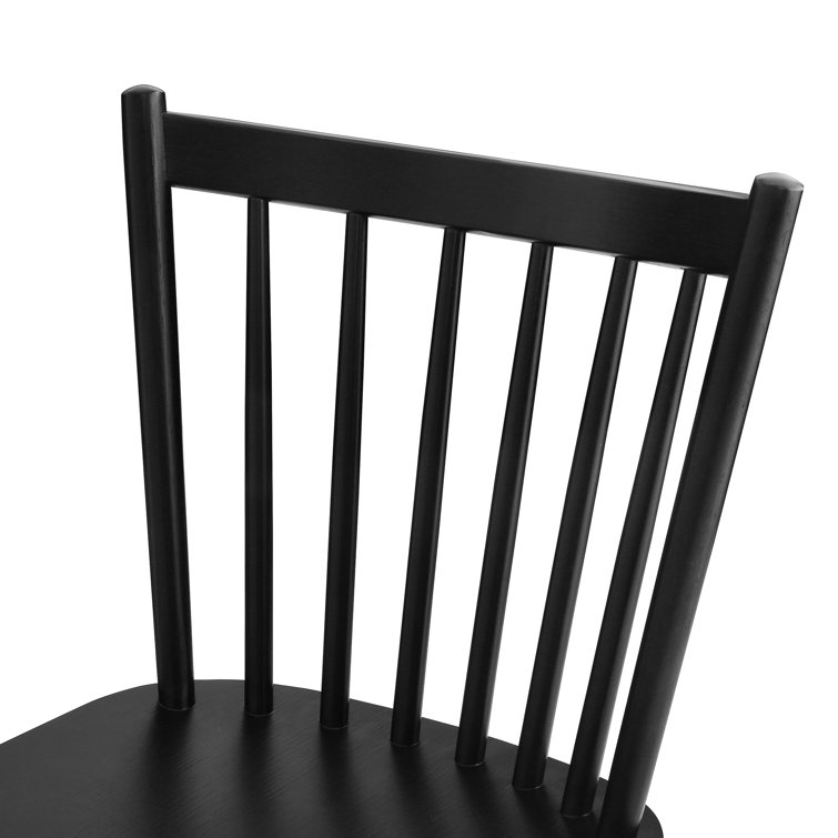 Black Solid Wood Windsor Slat Back Side Chairs, Set of 4
