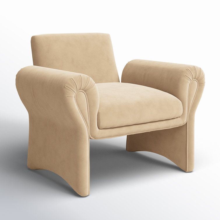 Contemporary Yellow Velvet Accent Chair with Airy Silhouette