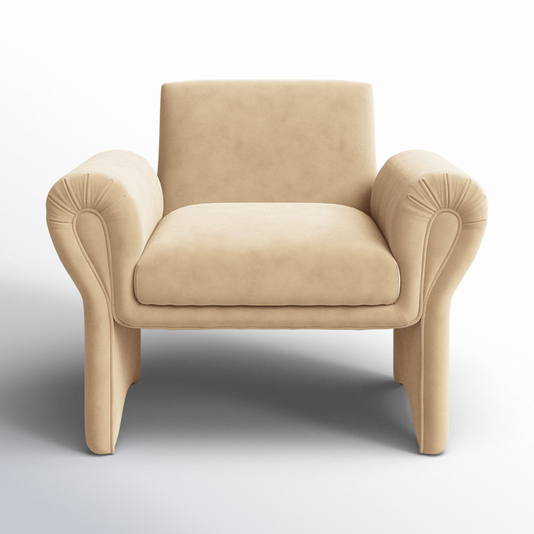 Contemporary Yellow Velvet Accent Chair with Airy Silhouette