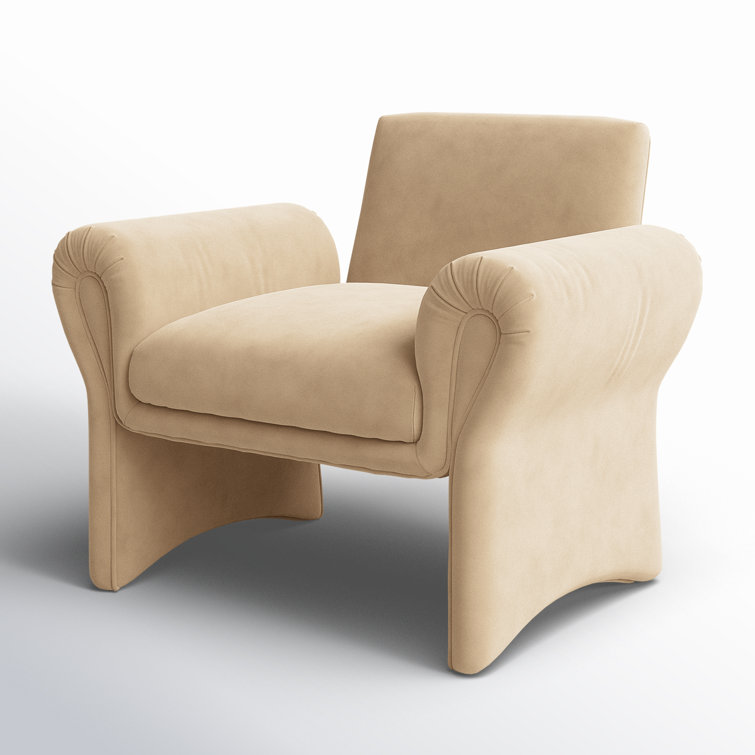 Contemporary Yellow Velvet Accent Chair with Airy Silhouette