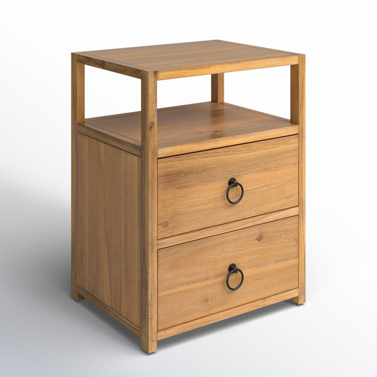 Lark Natural Wood 2-Drawer Nightstand with Open Shelf