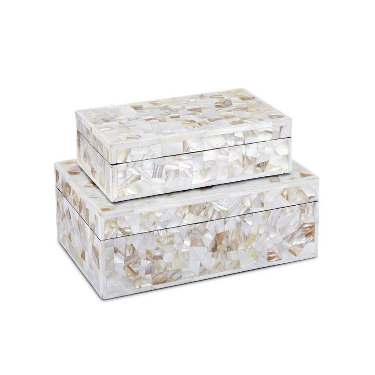 Ivory and Beige Mother of Pearl Lidded Decorative Box