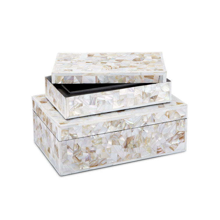 Ivory and Beige Mother of Pearl Lidded Decorative Box