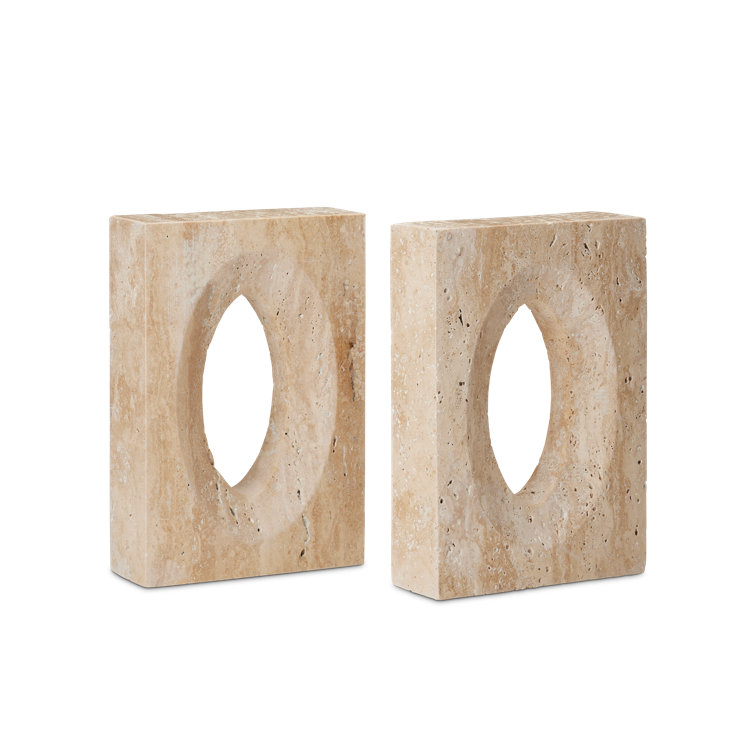 Natural Travertine Stone Decorative Bookends Set