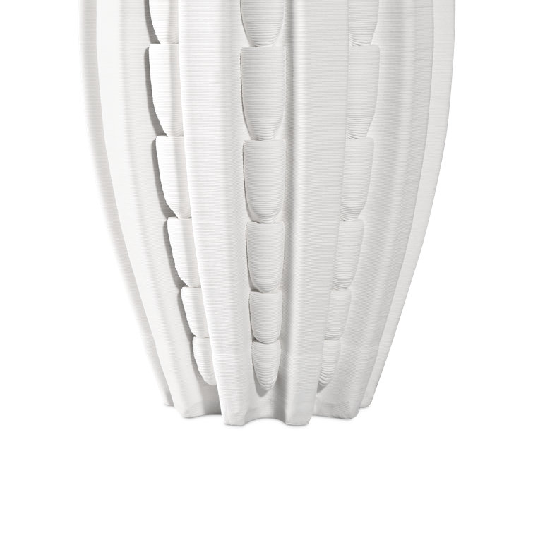 White Ceramic Fluted Decorative Table Vase, 10"