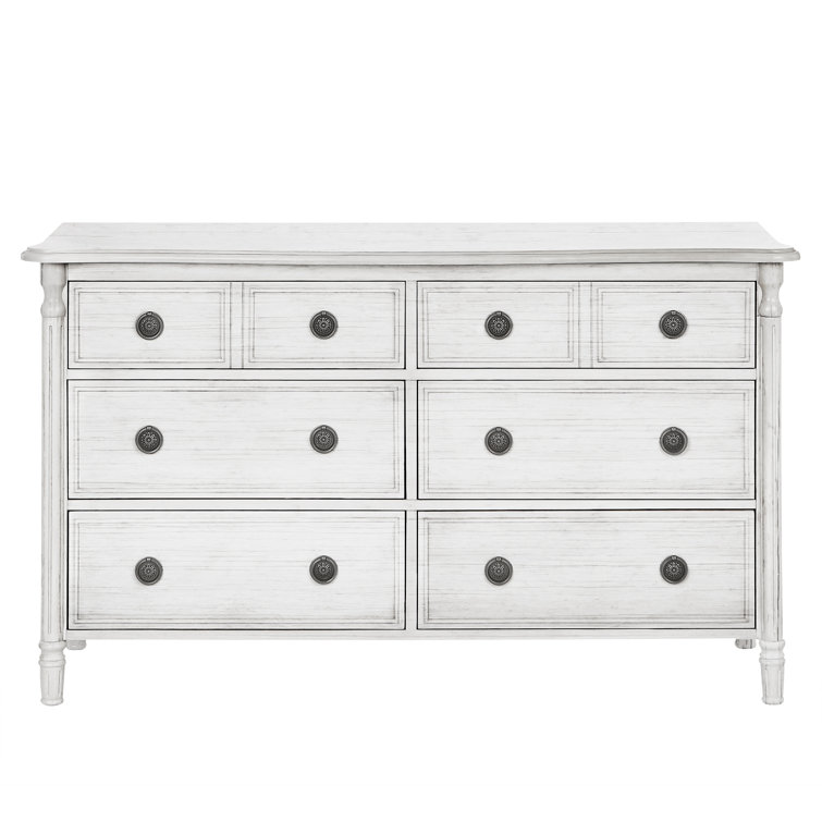 Elegant Antique Grey Mist Double Dresser with Dovetail Drawers