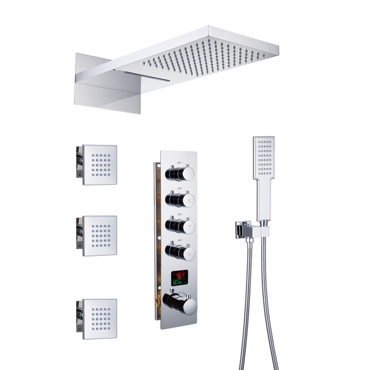 22" Chrome Dual Shower System with Digital Display and Body Jets
