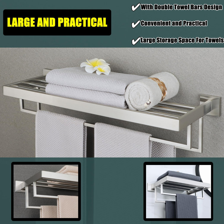 24 Inch Brushed Nickel Stainless Steel Double Towel Rack