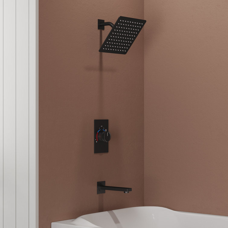 Matte Black Wall Mounted Rain Shower Faucet Set