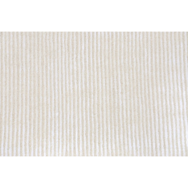 Beige Hand-Tufted Wool and Silk Runner Rug 2'7" x 10'