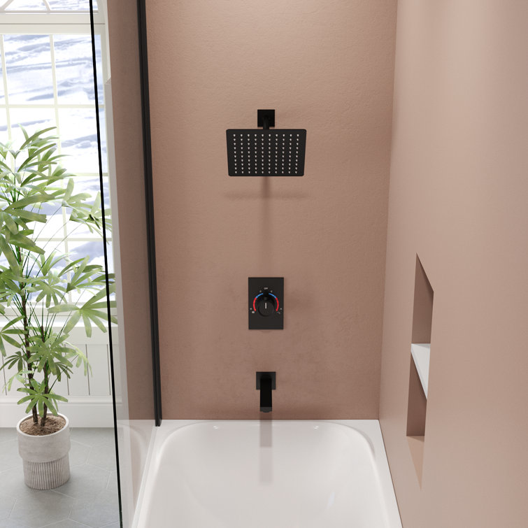 Matte Black Wall Mounted Rain Shower Faucet Set