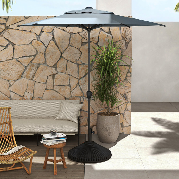 Lyon 7.5FT Hexagonal Grey Polyester Patio Umbrella with Steel Pole