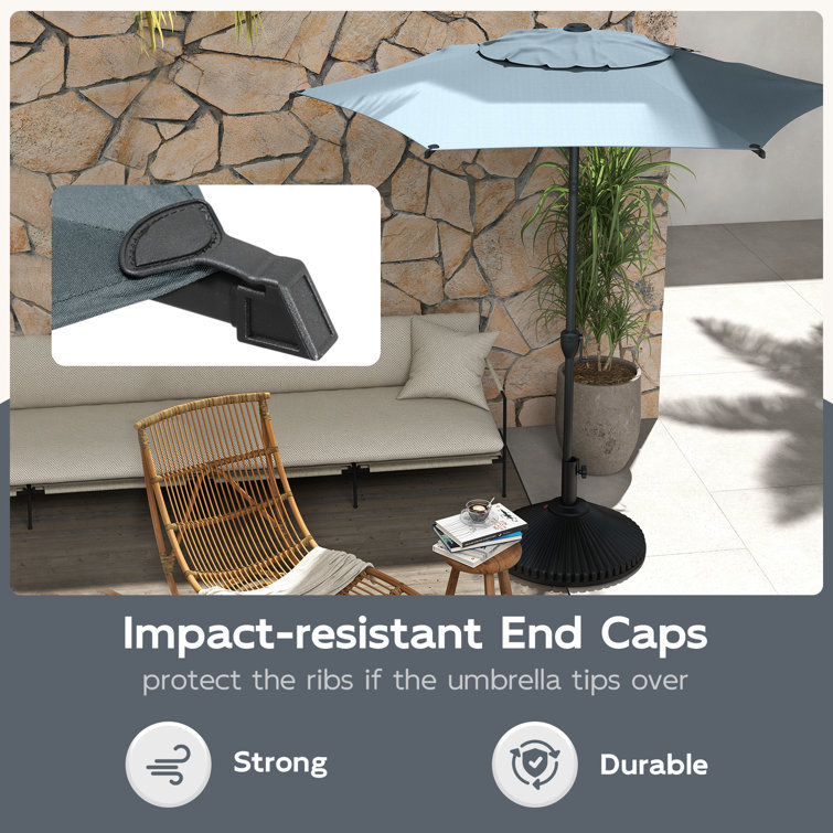 Lyon 7.5FT Hexagonal Grey Polyester Patio Umbrella with Steel Pole