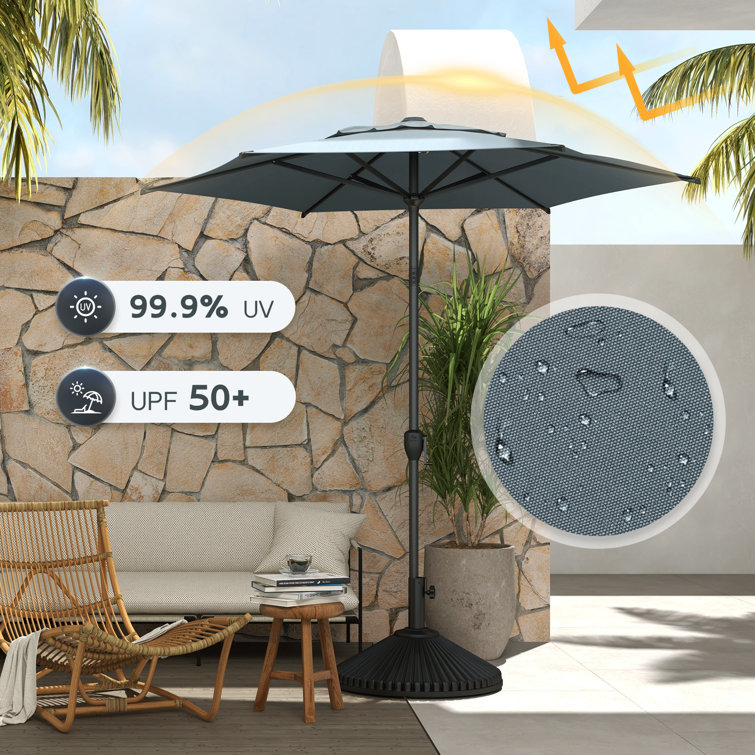 Lyon 7.5FT Hexagonal Grey Polyester Patio Umbrella with Steel Pole