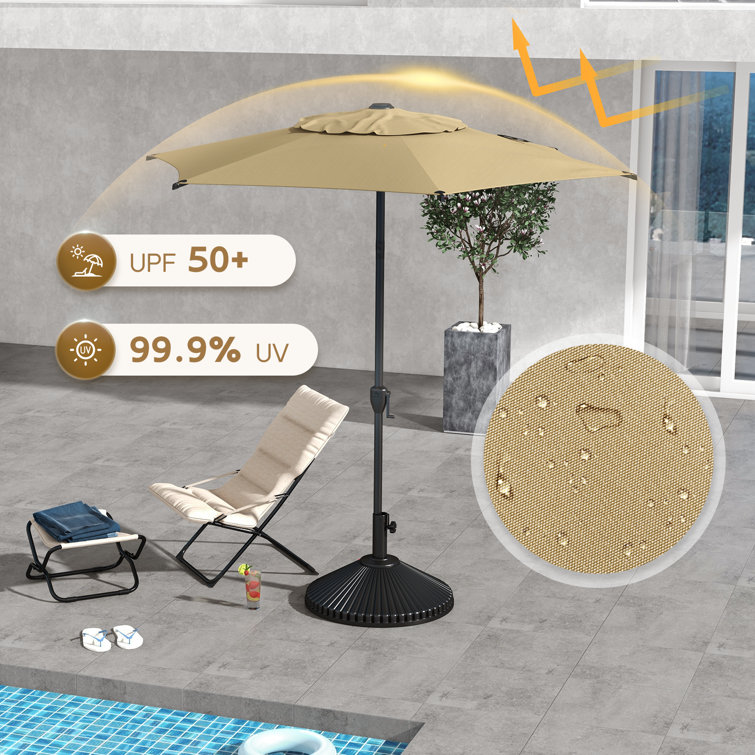 Lyon 7.5ft Brown Polyester Market Umbrella with Charcoal Steel Frame