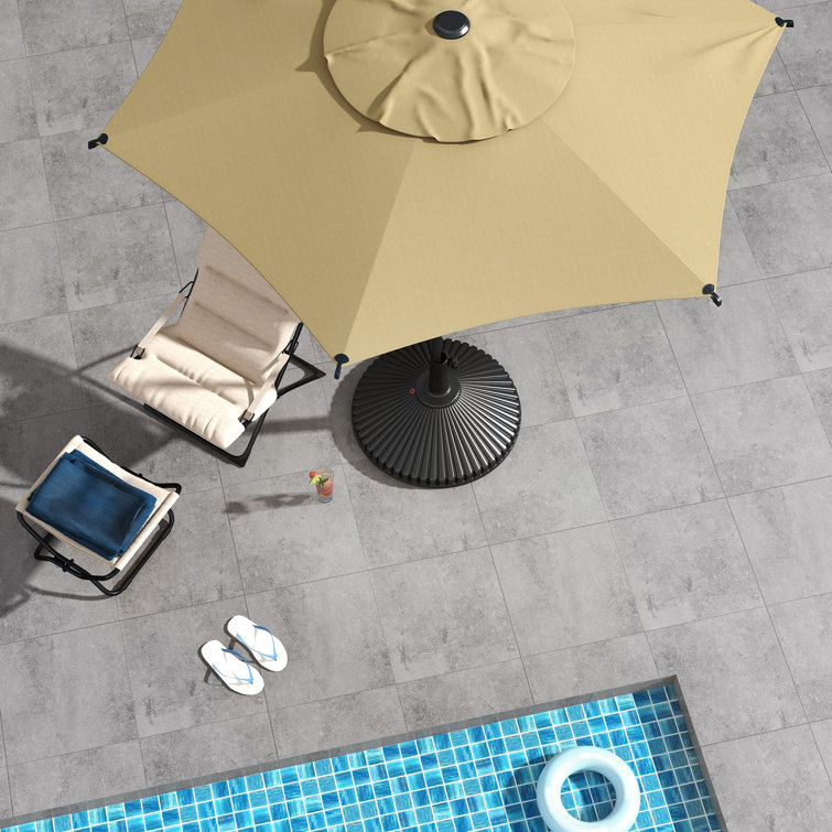 Lyon 7.5ft Brown Polyester Market Umbrella with Charcoal Steel Frame