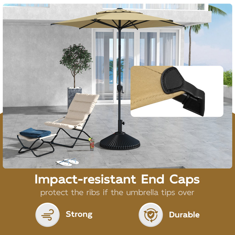 Lyon 7.5ft Brown Polyester Market Umbrella with Charcoal Steel Frame