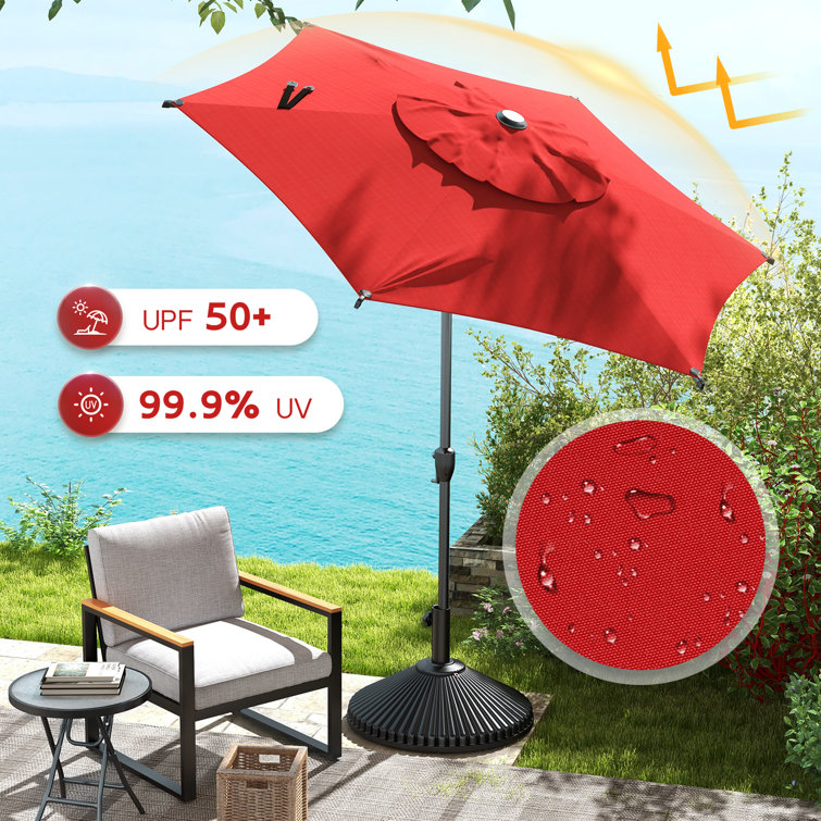 Lyon 7.5ft Red Steel Market Patio Umbrella with Tilt
