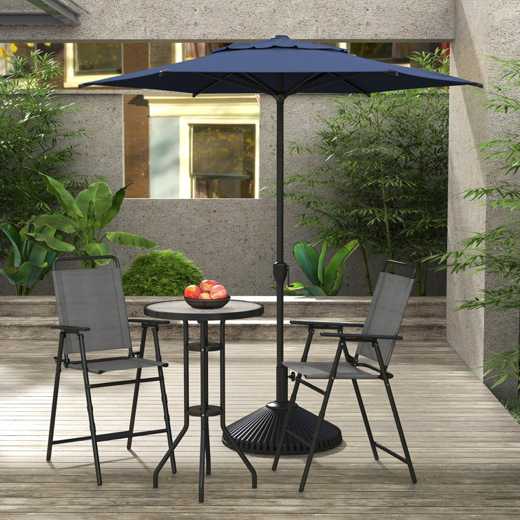 Lyon 7.5 ft Dark Blue Steel Market Patio Umbrella