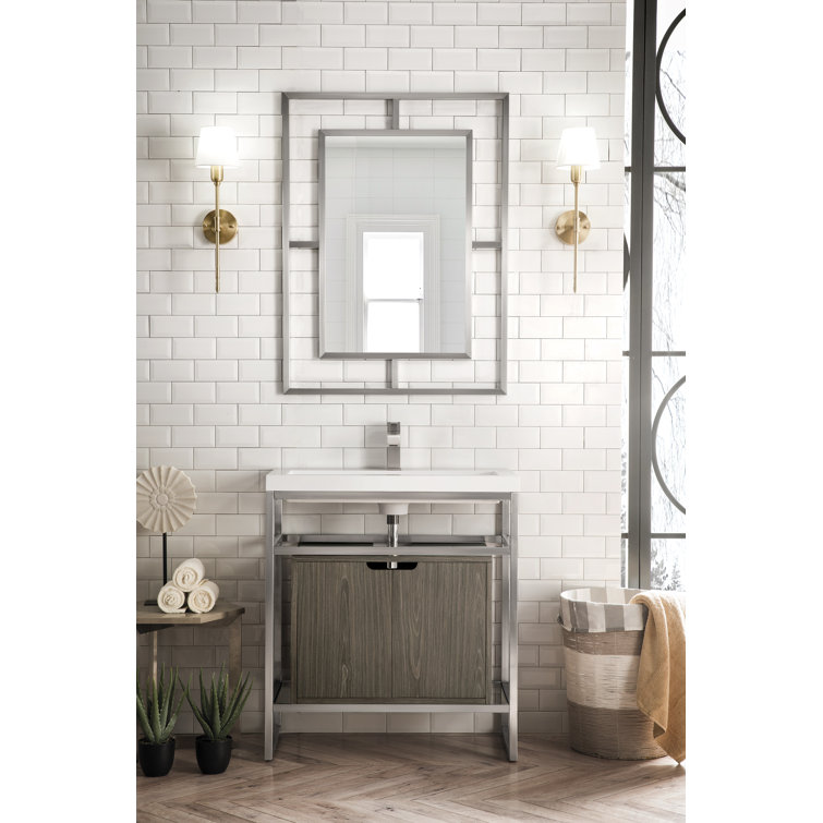 Elegant Matte Gold Rectangular Vanity Mirror with Stainless Steel Frame
