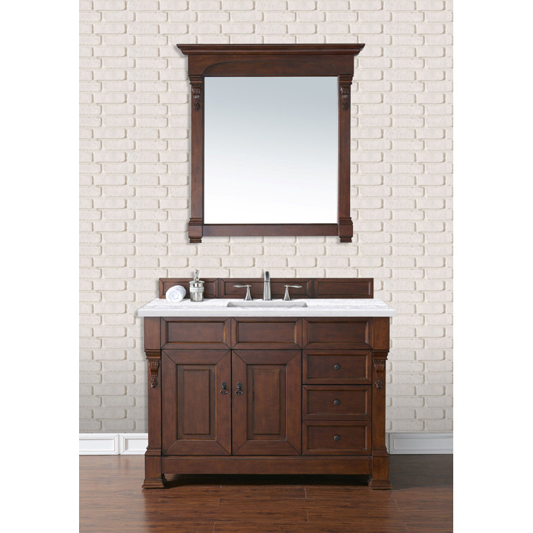 Silvered Oak Rectangular Traditional Bathroom Vanity Mirror