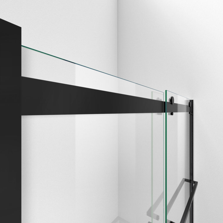 Satin Black Clear Glass Semi-Frameless Shower Door 60" x 76"