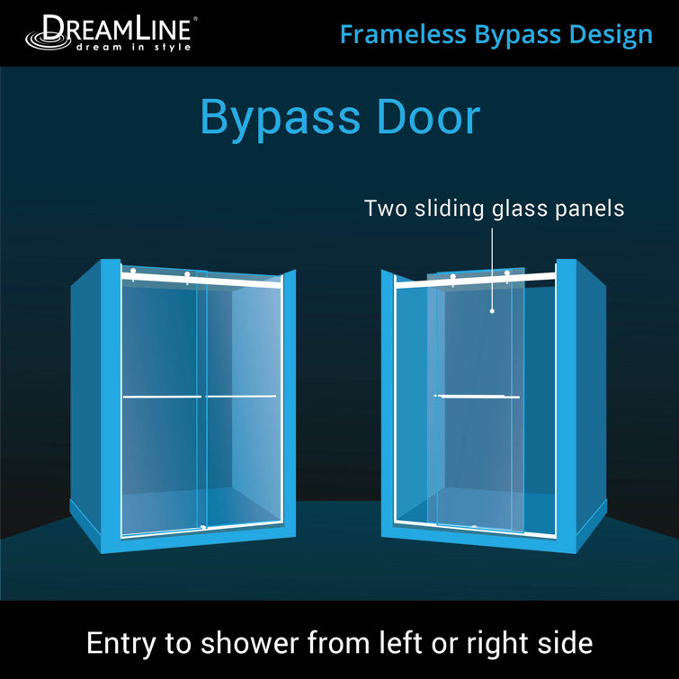 Matte Black Frameless Sliding Shower Door with Clear Glass