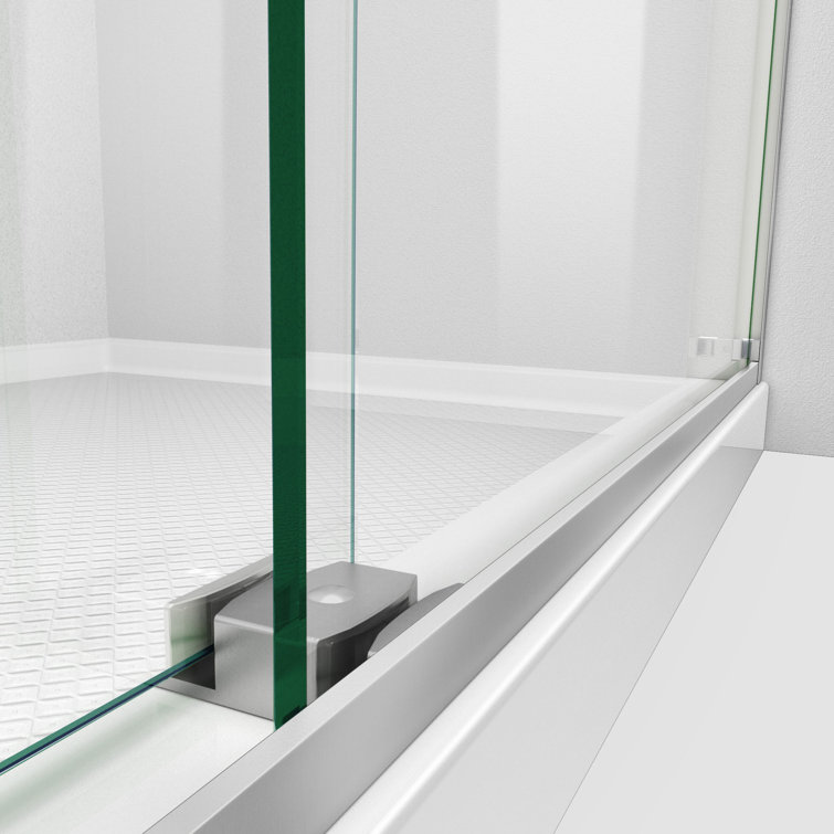 Smoke Gray Frameless Glass Bypass Shower Door with Chrome Finish
