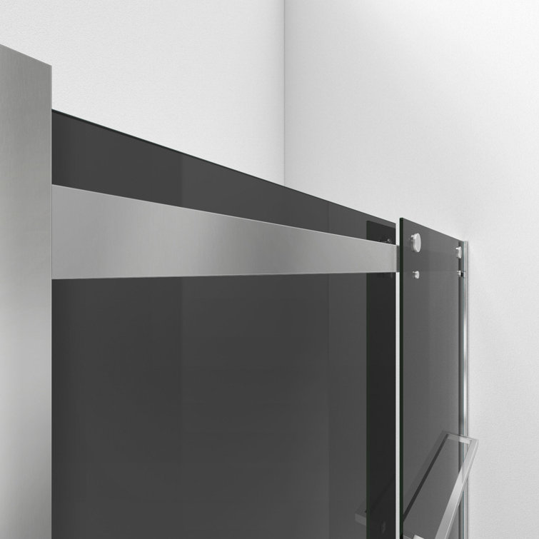 Smoke Gray Frameless Glass Bypass Shower Door with Chrome Finish