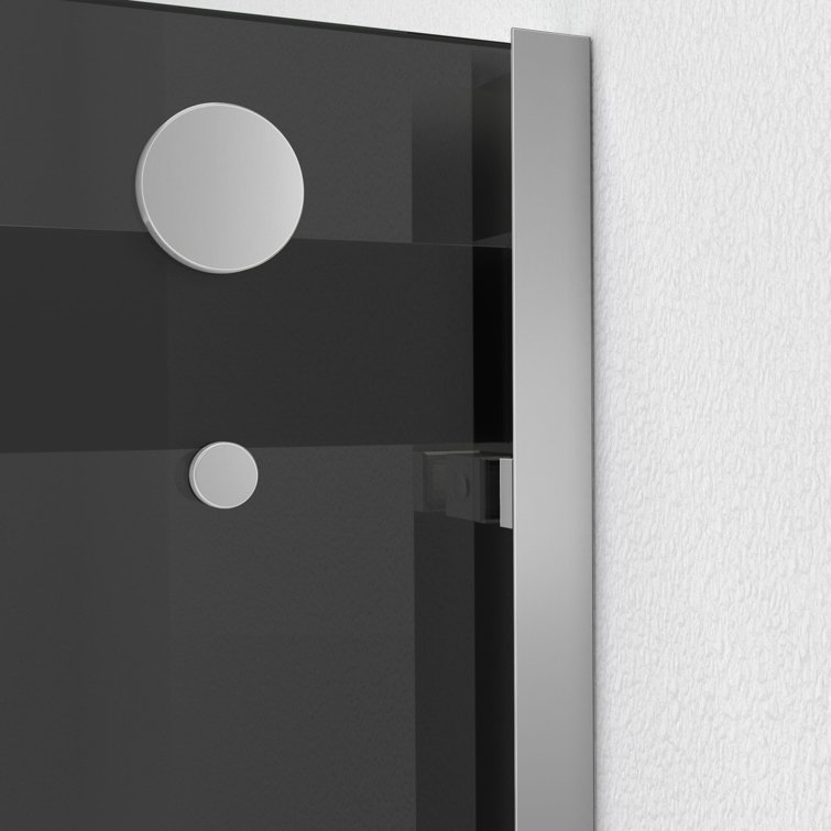 Smoke Gray Frameless Glass Bypass Shower Door with Chrome Finish