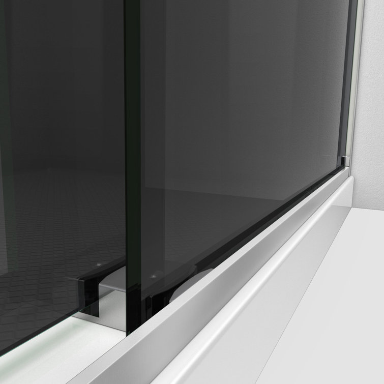 Smoke Gray Frameless Glass Bypass Shower Door with Chrome Finish