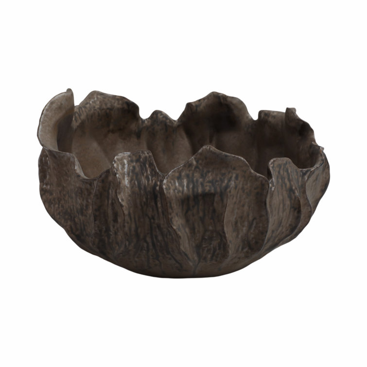 Handcrafted Dark Brown Stoneware Decorative Bowl