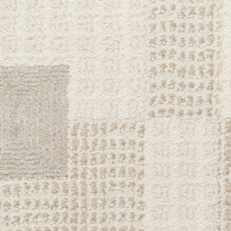 Nordic Beige Geometric Synthetic 5' x 7' Area Rug