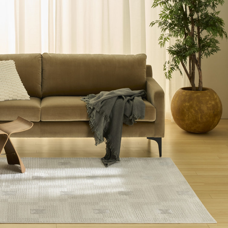 Nordic Beige Geometric Synthetic 5' x 7' Area Rug