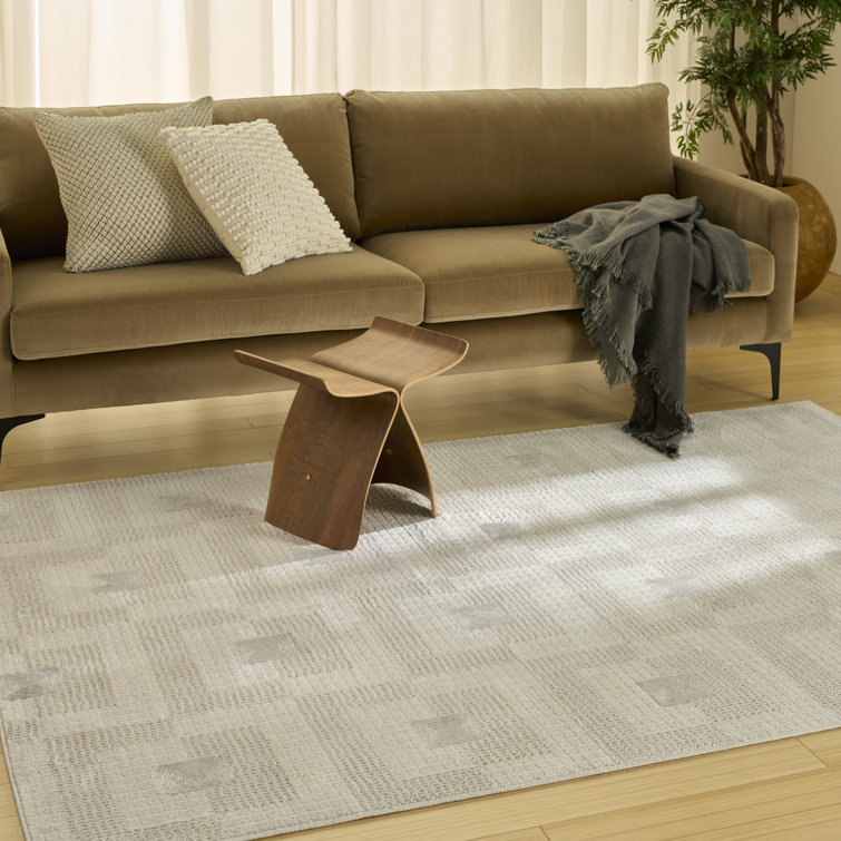 Nordic Beige Geometric Synthetic 5' x 7' Area Rug