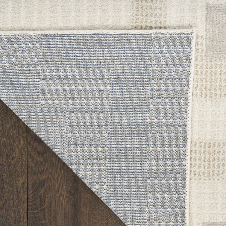 Nordic Beige Geometric Synthetic 5' x 7' Area Rug