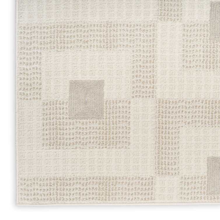 Nordic Beige Geometric Synthetic 5' x 7' Area Rug