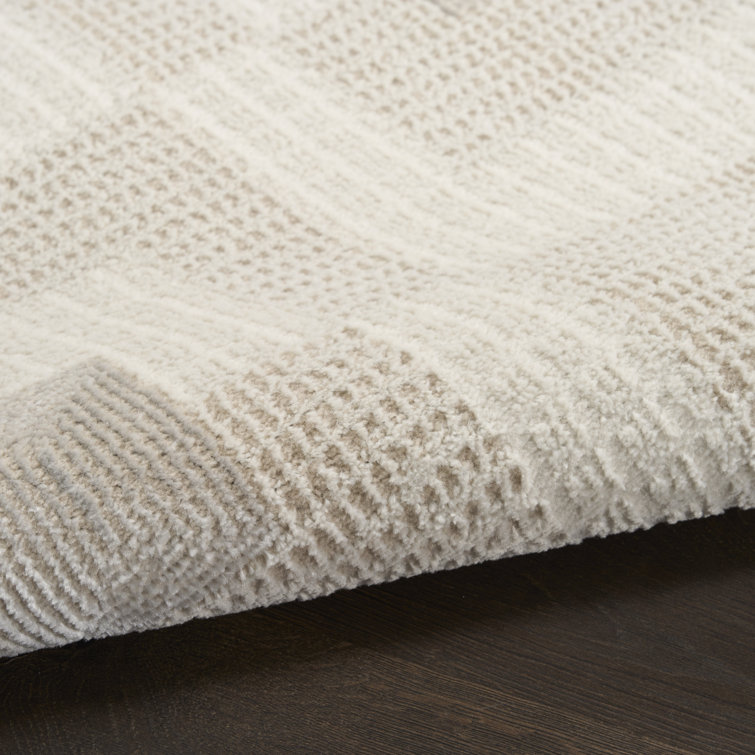 Nordic Beige Geometric Synthetic 5' x 7' Area Rug