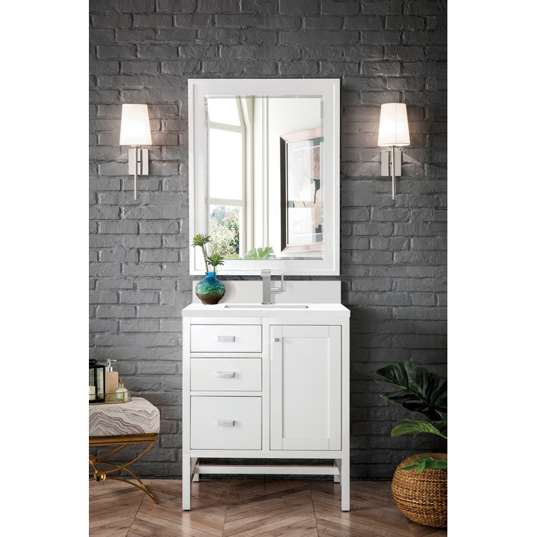 Bright White Transitional Rectangular Wood Framed Mirror 40"x29"