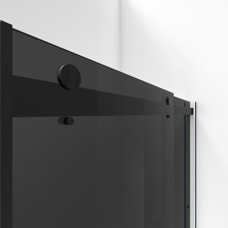 Essence 56-60" Frameless Matte Black Sliding Shower Door with Smoke Gray Glass
