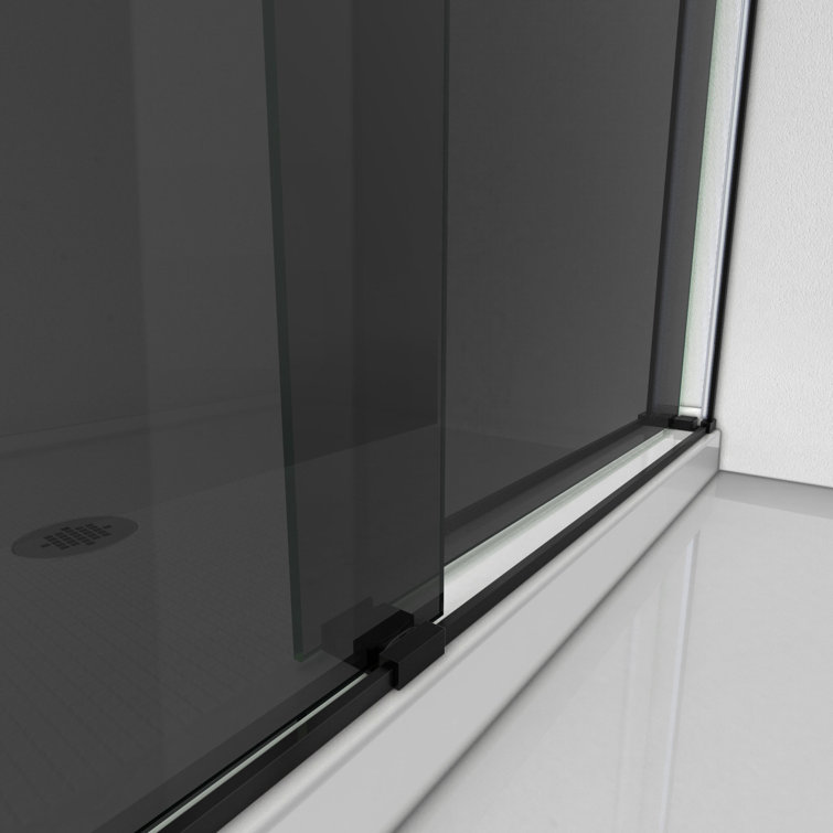 Essence 56-60" Frameless Matte Black Sliding Shower Door with Smoke Gray Glass