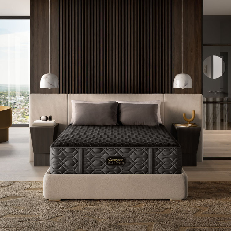 Twin XL Black Hybrid Innerspring Mattress with Boxspring