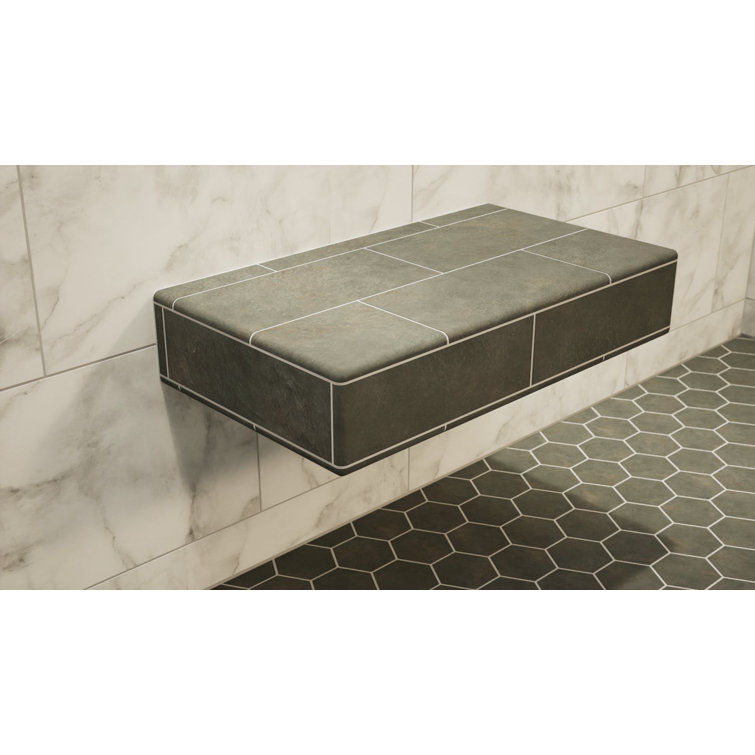 14 x 36 White Floating Shower Bench Kit with Foam Board