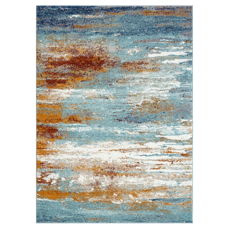 Modern Abstract Multi-Color Synthetic 8' x 10' Area Rug